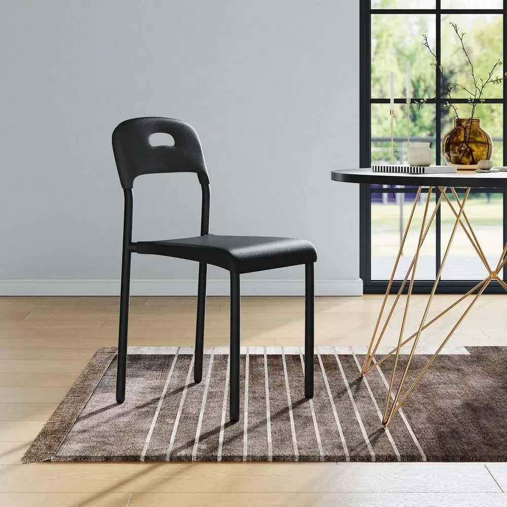 

Dining Chairs,Modern Stackable Kitchen Chairs,Plastic Armless Side Chairs Dining Room Chair With Metal Legs,Easy Assembly,Water
