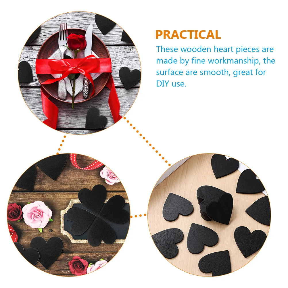 

40pcs Heart Shaped Chalkboard Wooden Hearts Small Diy Craft Material Home Decor Wooden Embellishments Wood Slices For