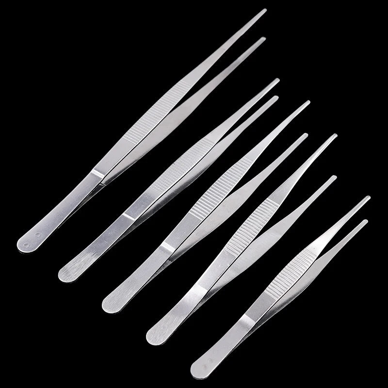 Veterinary Stainless Steel Surgical Tweezers Forceps Heat Resistant Straight Tweezers 14/16/18/20/24Cm Farm Animals Tools