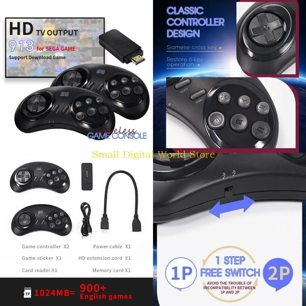 

77UB Retro Game Console Console встроен в 900+ Games 4K H DMI-совместимый