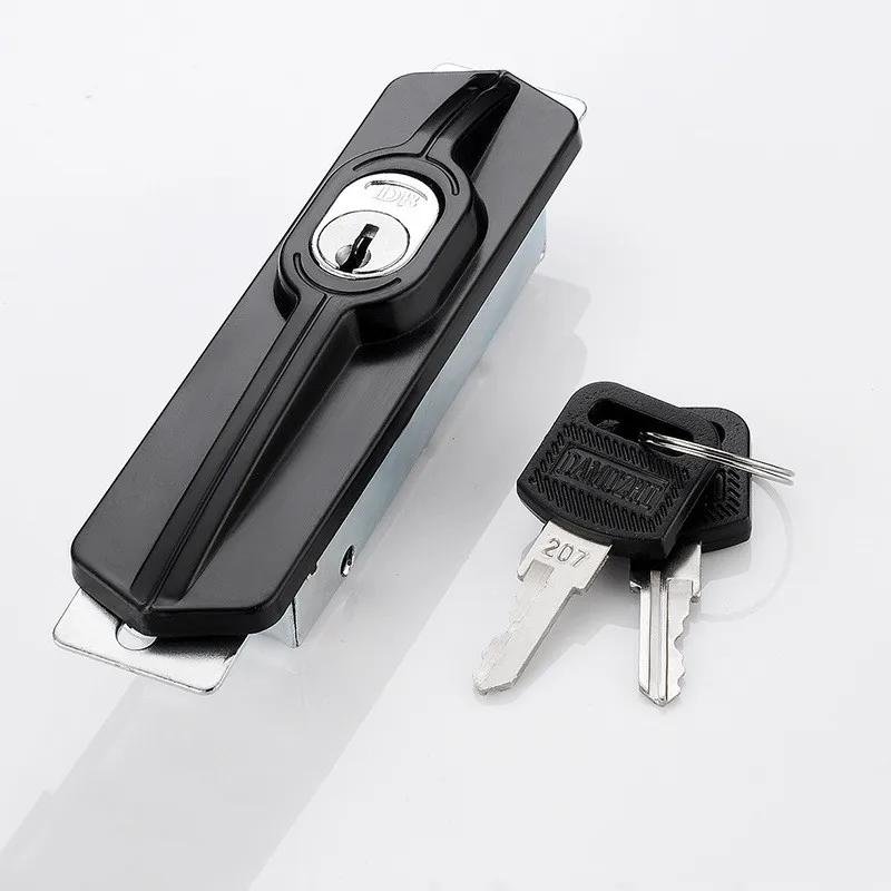 1pc Zinc Alloy Sliding Door Lock Drawer Hook Lock File Cabinet Security Door Lock Push-pull Display Case Locker with Key