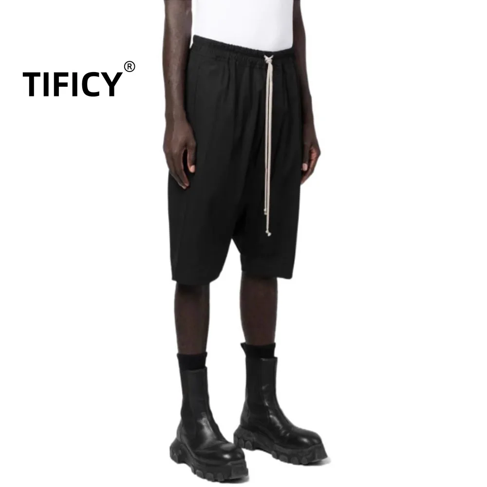High Street Ro Style Shorts Men in Summer SS22 Solid Color Drawstring Waist Elastic and Loose Loose Fit Haren Six Inch Shorts