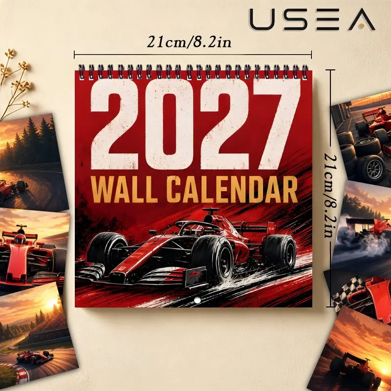 2027 Wall Calendar,Formula Racing Themed Monthly Planner & Yearly Organizer with Habit Tracker,Christmas New Year Seasonal Gift