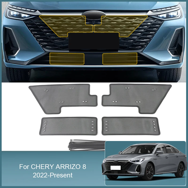 Stainless Steel Car Insect Screening Mesh Front Grille Insert Net Styling For CHERY ARRIZO 8 2022-2025 External Auto Accessories