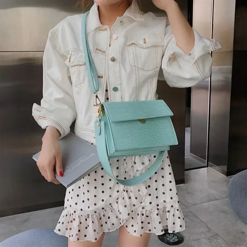 Female 2020 New Fashion Designer Luxury Broadband Square Sling Bag Western Style All-match Stone Pattern Shoulder/Crossbody Bag