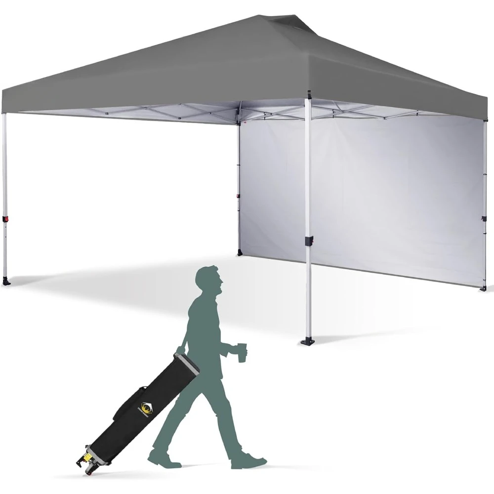 12x12 Pop Up Canopy Tent Instant Commercial with 150D Silver Coated Fabric Including 1 Removable Sidewall, 4 Ropes,8 Stakes