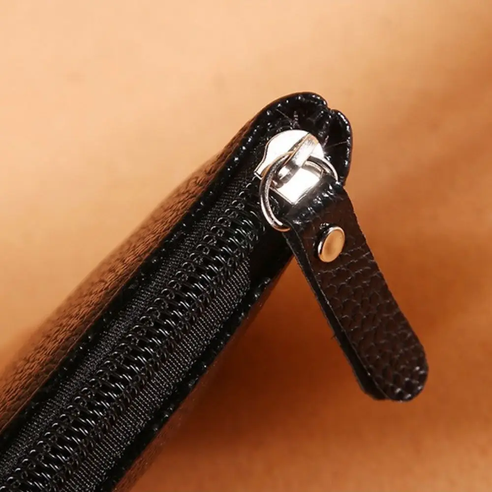 Zipper Classic Lychee Pattern PU Leather Coin Purse Business Money Clutch Purse Pouch Women Men Wallet ID Card Case