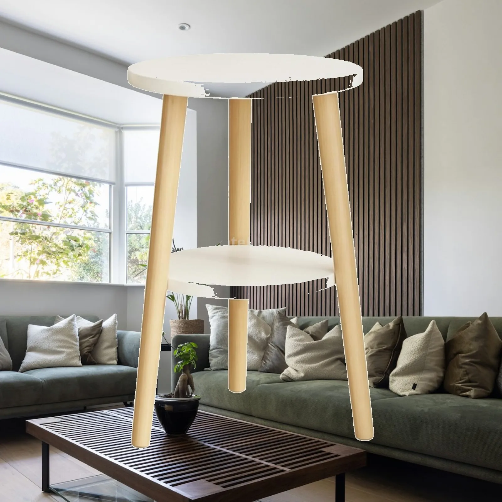 Freestanding Plant Stand with Circular Shelves Sturdy Two-Tier Plant Stand Floor Standing Shelf Compact Long-Lasting