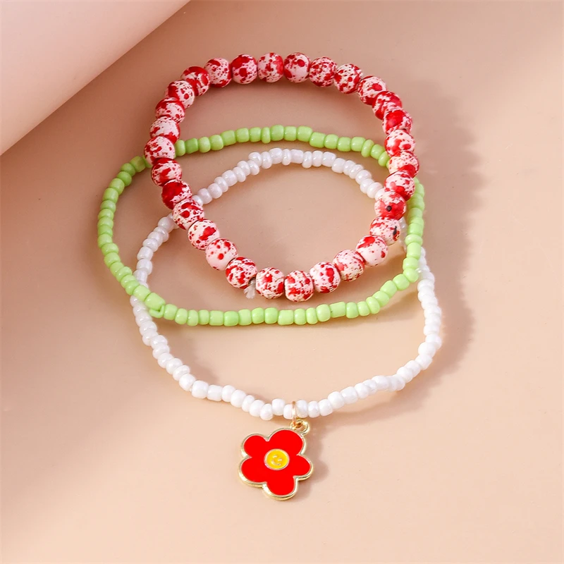 3-teiliges Set Modische Handgefertigte Perlenarmbänder für Frauen, Legierungs-Muschel-Herz-Anhänger-Armbänder, Schmuckgeschenke für Mädchen, Party, Festival – Detail 10