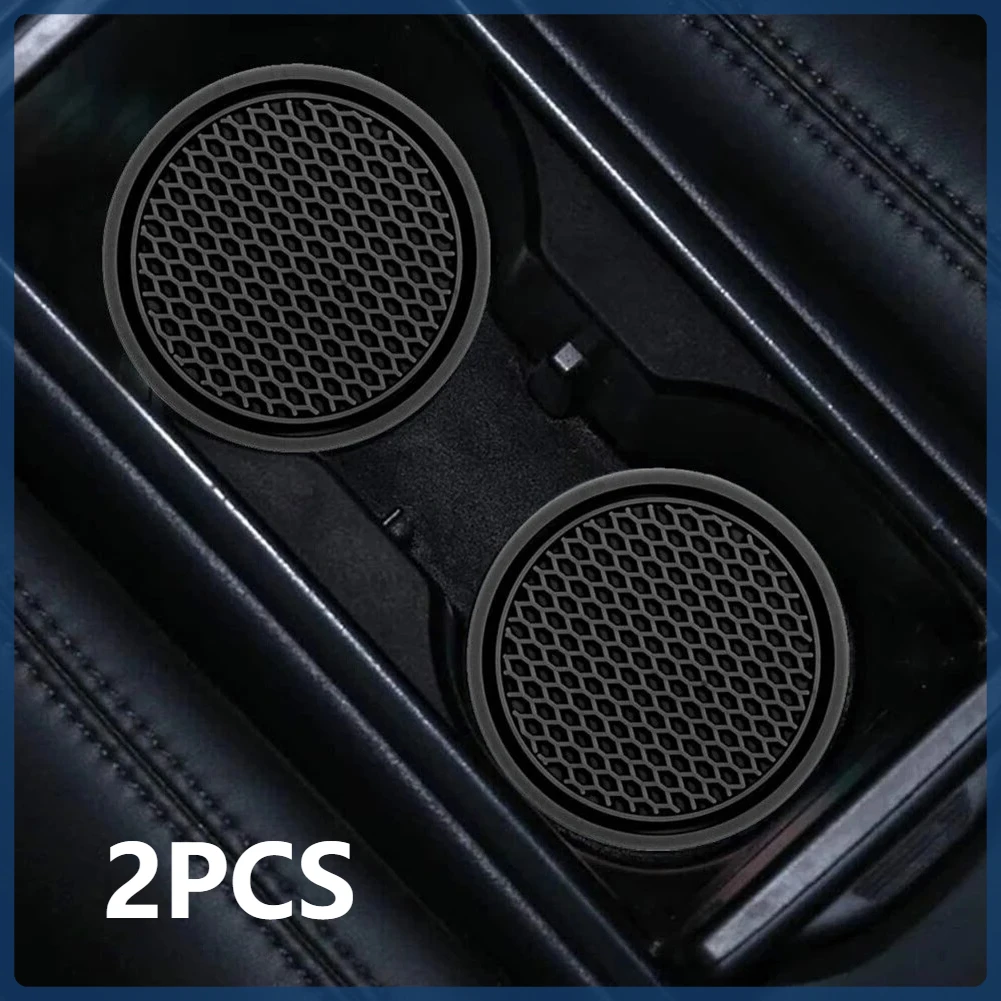 2 قطعة حامل أكواب السيارات باللون الأسود مضاد للانزلاق إدراج الوقايات منصات الملحقات الداخلية العالمي يناسب معظم الأكواب