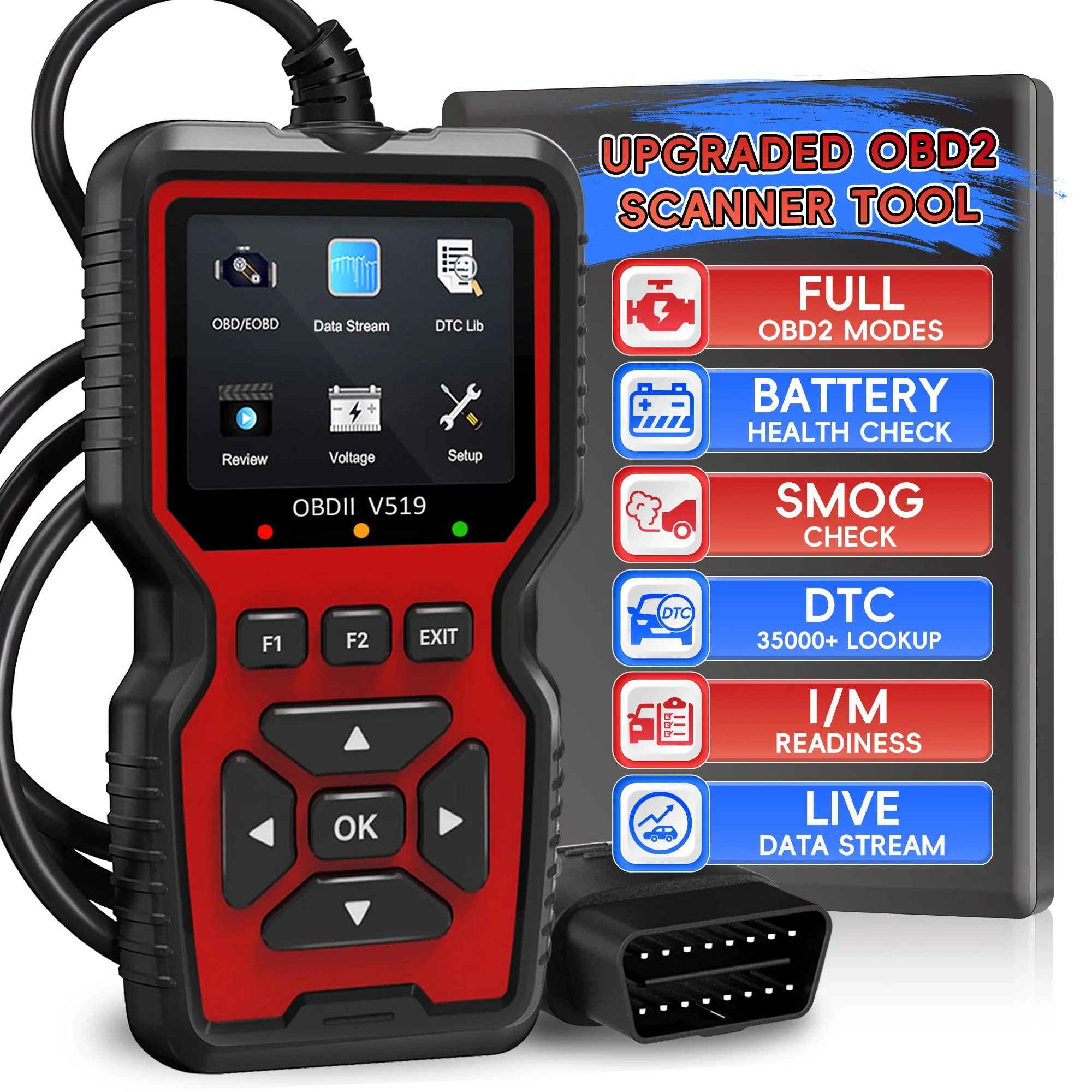 

OBD2 Scanner Live Data Professional Mechanic OBDII Diagnostic Code Reader Tool for Check Engine Light Car Diagnostic Tool