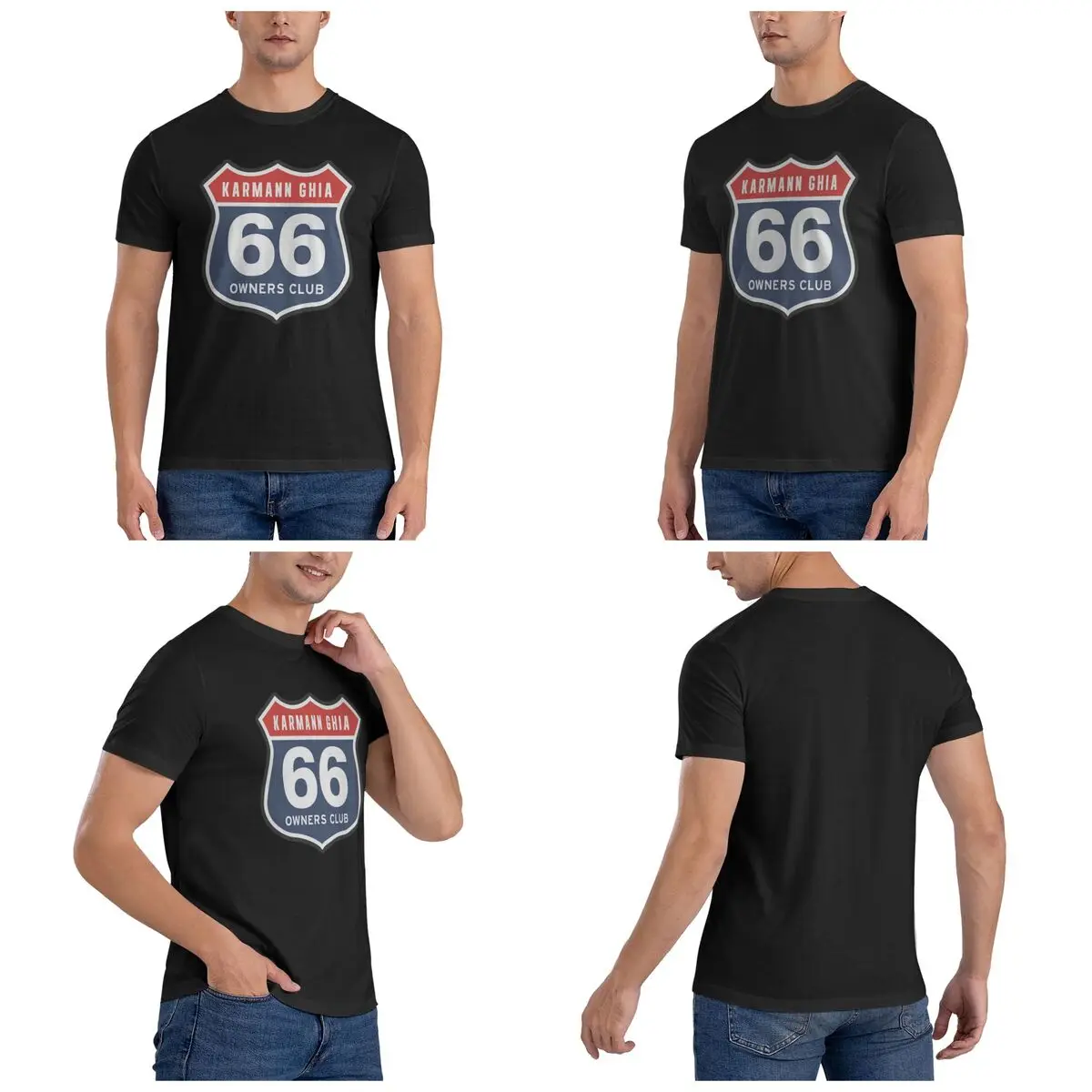 Karmann Ghia 66 Owners Club Men T-Shirt Classic Plus Size T Shirts Men's O-Neck Cotton Tees Short Summer Male