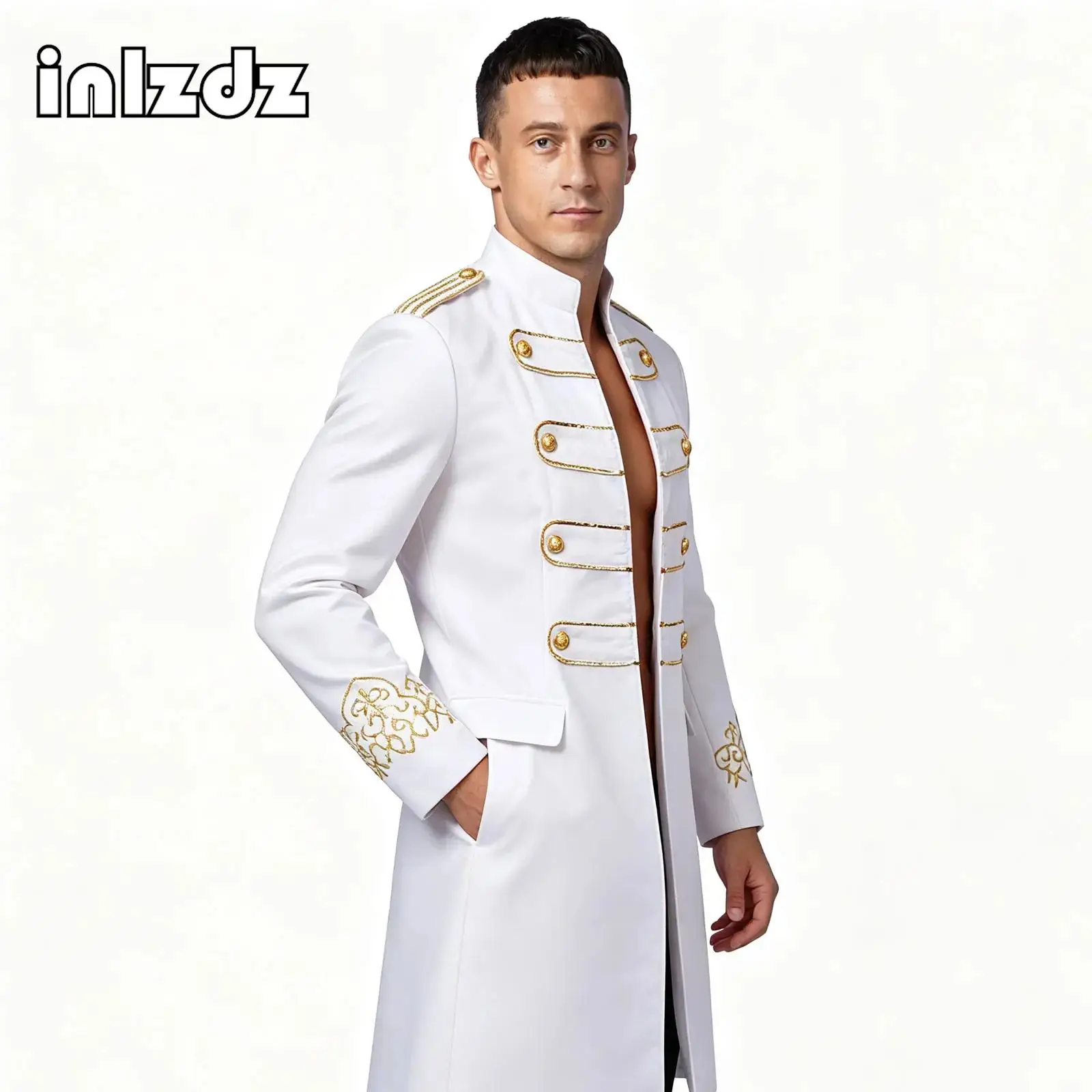 Halloween Costumes for Men's Party Stage Tailcoat Medieval Retro Style Steampunk Stage Suit for Men Marching Band Tailcoat