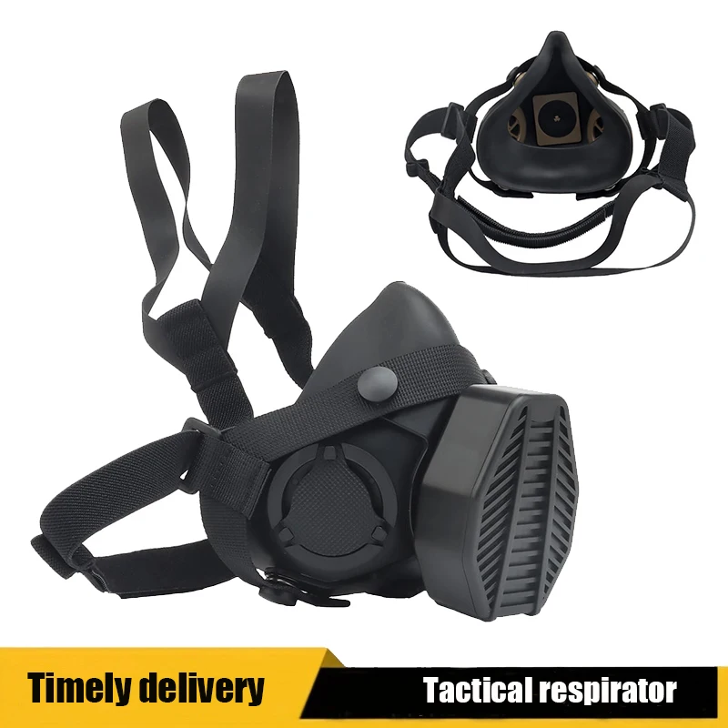 Protective Tactical Respiratory Mask Half Face Gas Mask Tactical Respirator Suitable for Shooting CS War Games