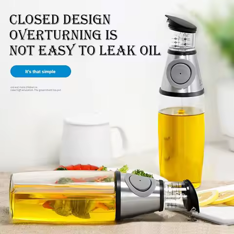 2PC Superior Clear Glass Oil and Vinegar Dispenser Measuring Oil Pourer for Kitchen Wide Opening for Easy Refill and Cleaning