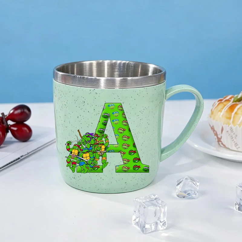 Teenage Mutant Ninjas Turtles Wasserbecher, neue Anime-Buchstaben A-Z-Frühstücks-Milchbecher für Jungen, Kinder-Zahnbürstenbecher, Wohnaccessoires, Geschenk