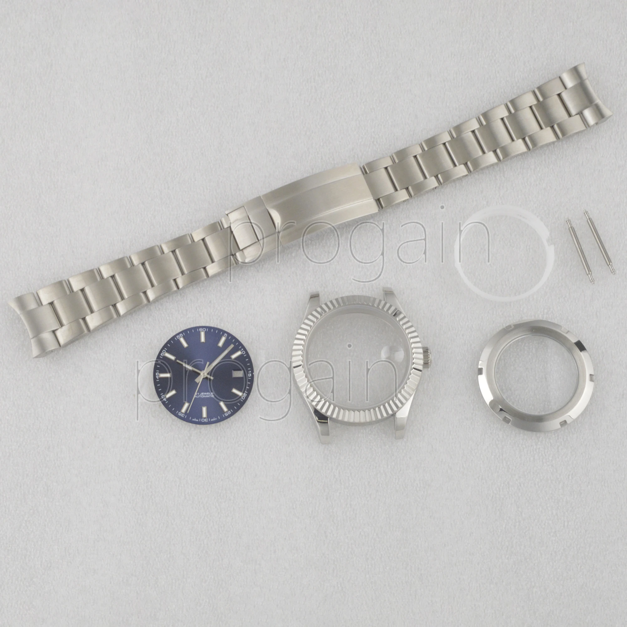 41mm NH35 Case Strap for Datejust Parts Stainless Steel Oyster Band Watch Dial Hands Sapphire Glass fit NH35 Mechanical Movement