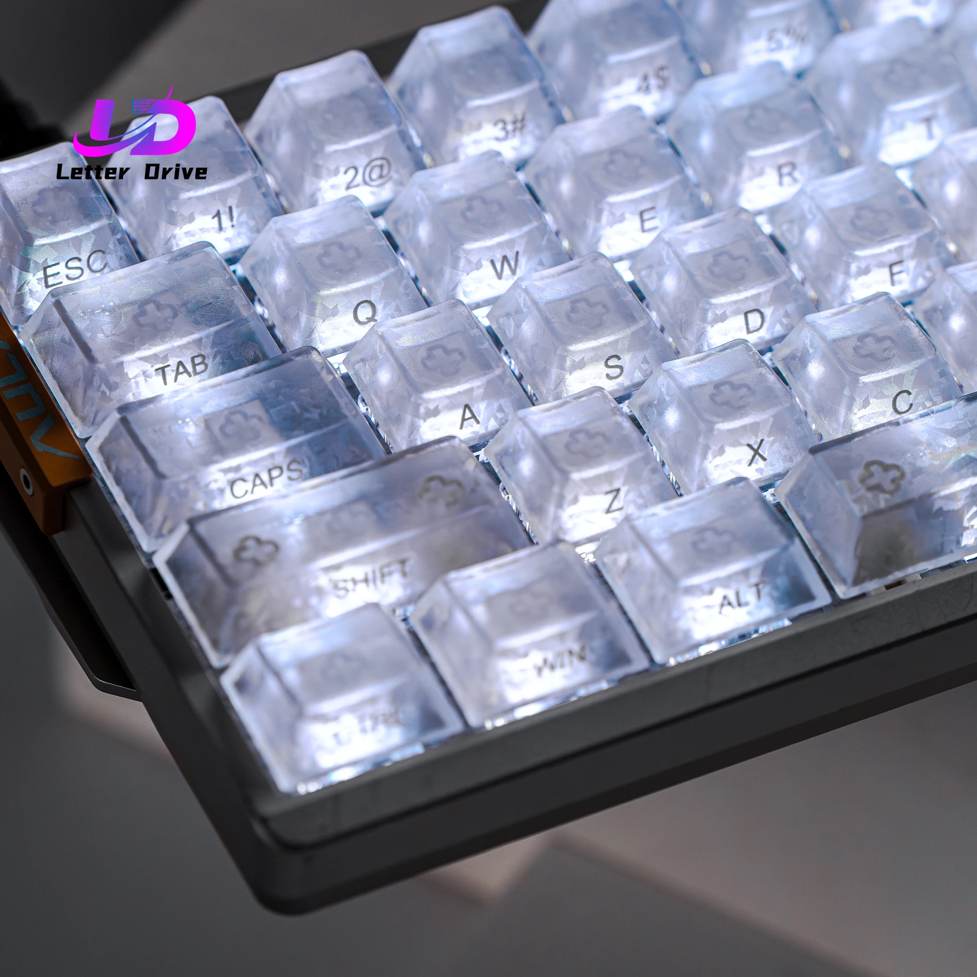 Letter Drive 132 Keys White Forged Carbon PBT KeyCaps Cherry Profile Backlit Side Print Key caps for Cherry MX Switches Keyboard