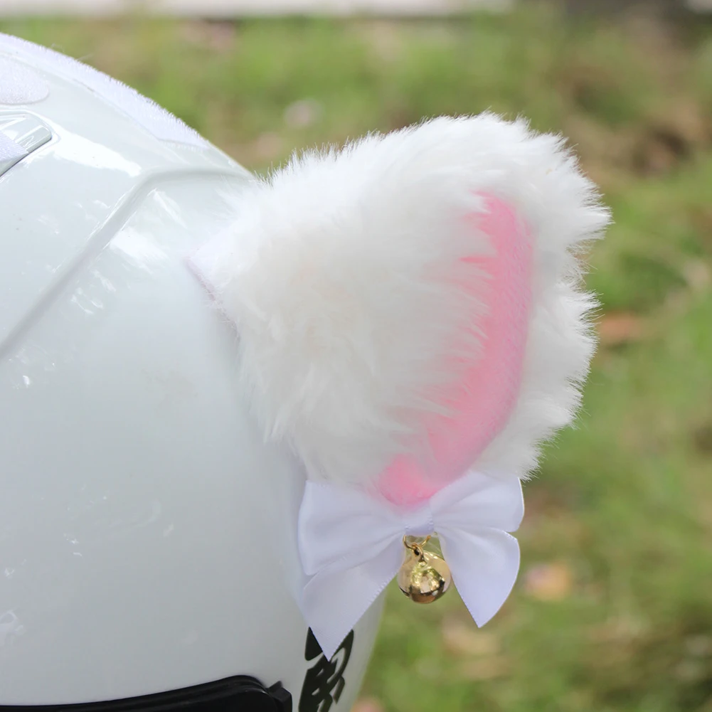 2 قطعة خوذة دراجة نارية أفخم آذان القط الديكور مع Bowknot جرس موتوكروس كامل الوجه على الطرق الوعرة خوذة ديكور تأثيري التصميم