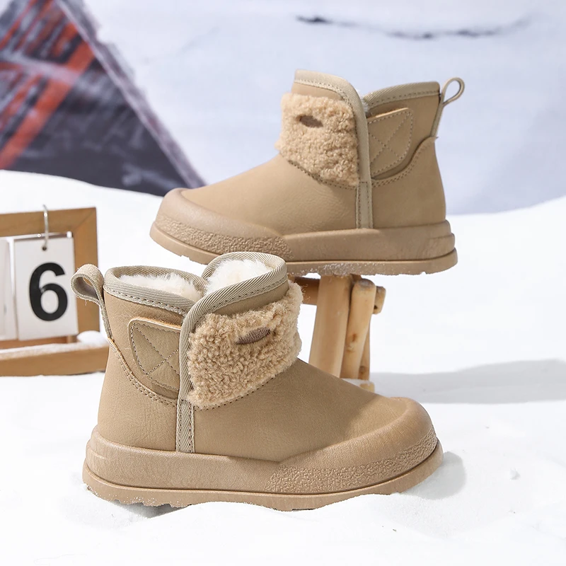 

Зимние зимние сапоги для девочек, дизайнерская детская хлопковая обувь, кроссовки, модная плюшевая теплая детская обувь, меховые ботильоны для мальчиков