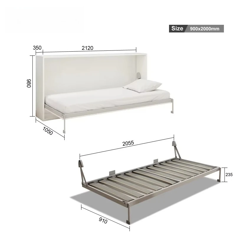 Factory price wall mounted bed double single space saving folding Murphy wall bed bedroom office hotel school use - view 5