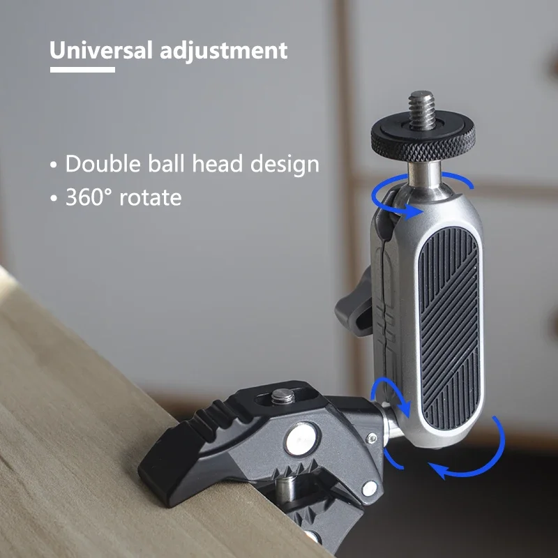 Quick Release Pipe Clamp 1/4'' - 20 Thread for GoPro Camera Mounts for Tripod Music Microphone Stand Pipe Bar Motorcycle Bike