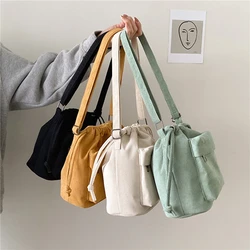 Corduroy Crossbody Bag Women Drawstring Crossbody Bag Shoulder Bagn Capacity Handbag Drawstring 2024 New