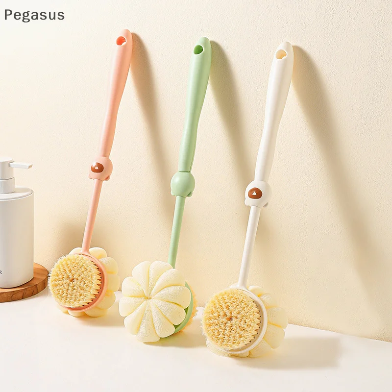 

Two Sided Shower Body Brush Silicone Long Handle Bathroom Wash Brush Bathing Massage Back Body Exfoliating Brush Bath Supplies