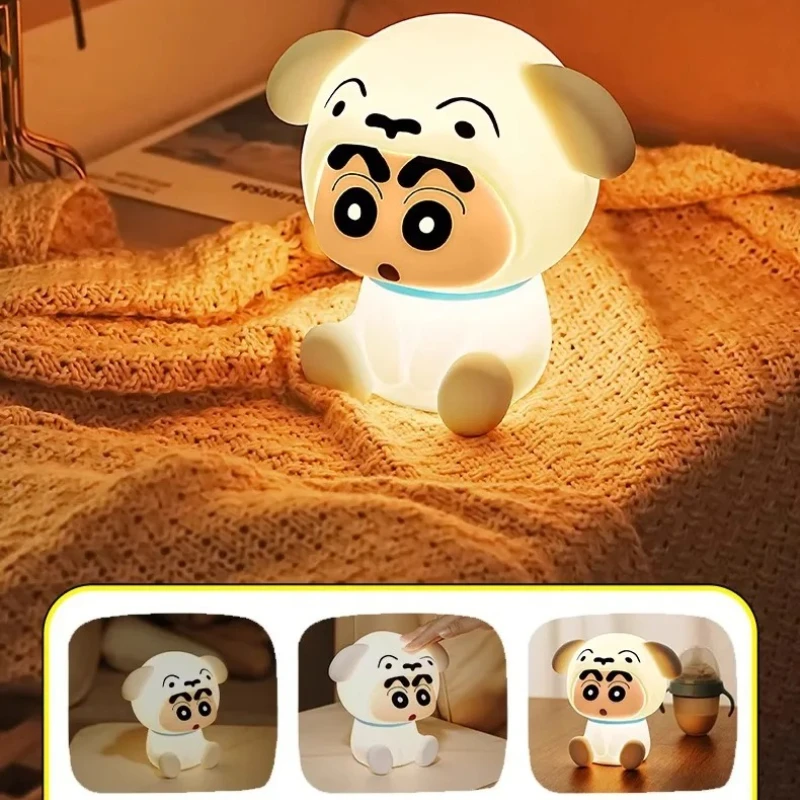 أنيمي تلوين شين تشان الربت مصباح الليل الصغيرة لينة ضوء العين-حماية غرفة نوم السرير شحن صغيرة Nigh حلية الهدايا