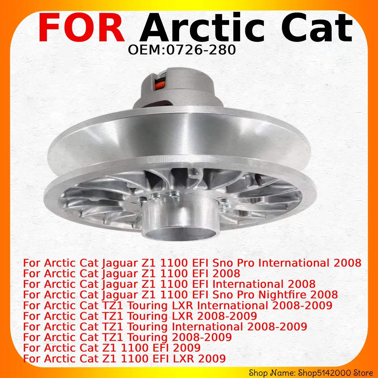 Secondary Driven Clutch 0726‑280 For Arctic Cat Jaguar Z1 1100 TZ1 Touring EFI LXR Sno Pro 2008‑2009 Snowmobile Clutch Assembly