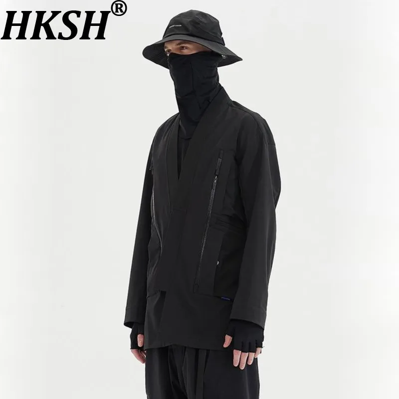 HKSH Spring Autumn Men Tide Techwear China-Chic Tactical Deconstructed Waterproof Robe Jacket Avant-Garde Punk Cardigan HK19368