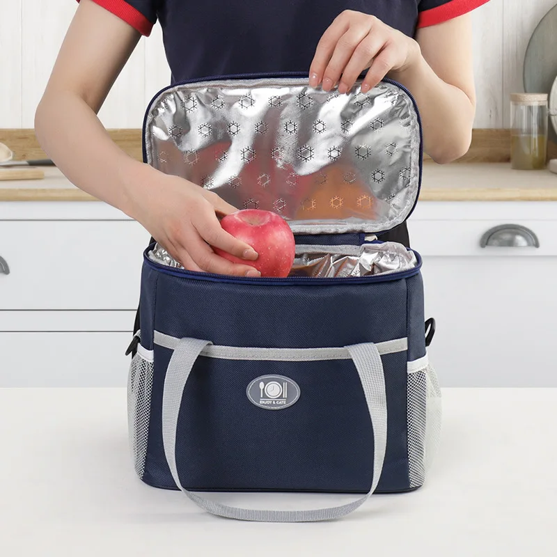 Large Capacity Portable Bag Shoulder Straps Insulated Bag Thickened Waterproof Bento Bag Fresh-keeping Aluminum Foil Picnic Bag