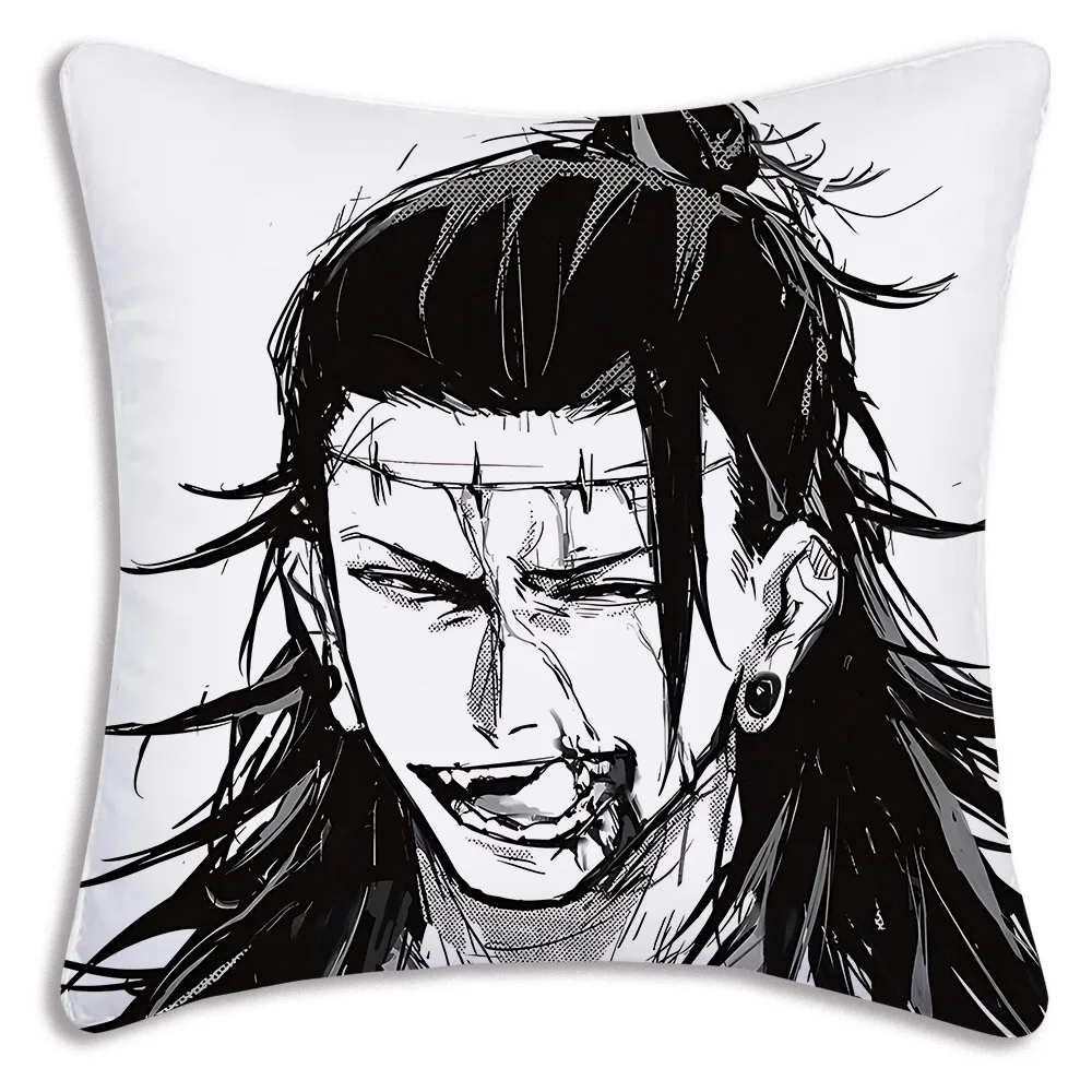 حار أنيمي Jujutsu Kaisen وسادة تغطي الكرتون أريكة ديكور المنزل الطباعة على الوجهين قصيرة أفخم لطيف غطاء الوسادة #6