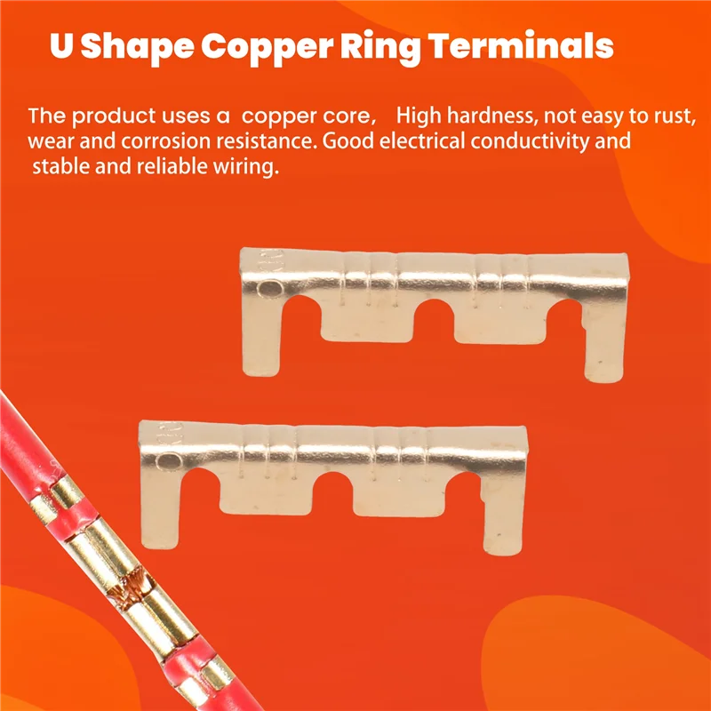 

600 Pcs U Shape Copper Ring Terminals Non-Insulated Cable Wire Spade Butt Connector Kit 454A/454B/454C/459/453/452-AA26