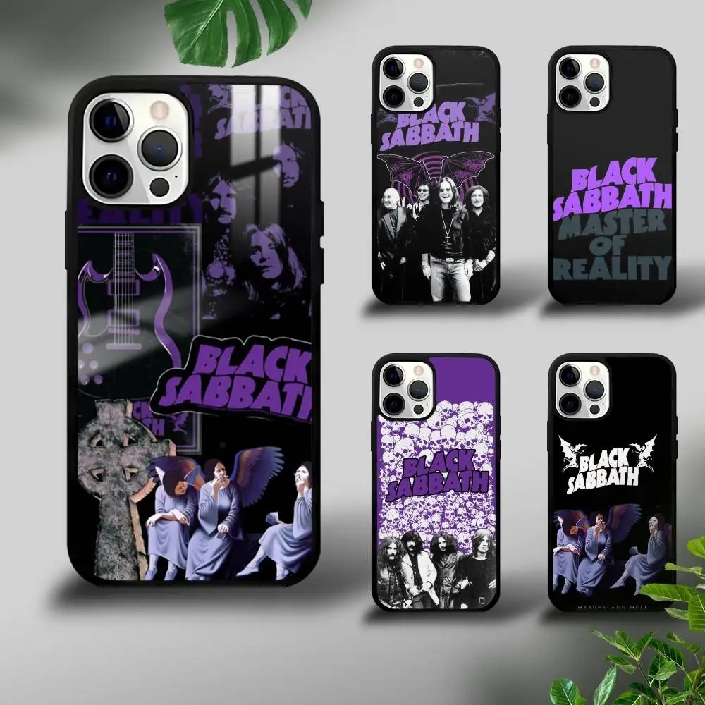 

Black S-Sabbath Band Phone Case For IPhone 16 15 14 13 12 11 Pro Max Plus Mini Plus Hard Mirror Surface Protect Funda