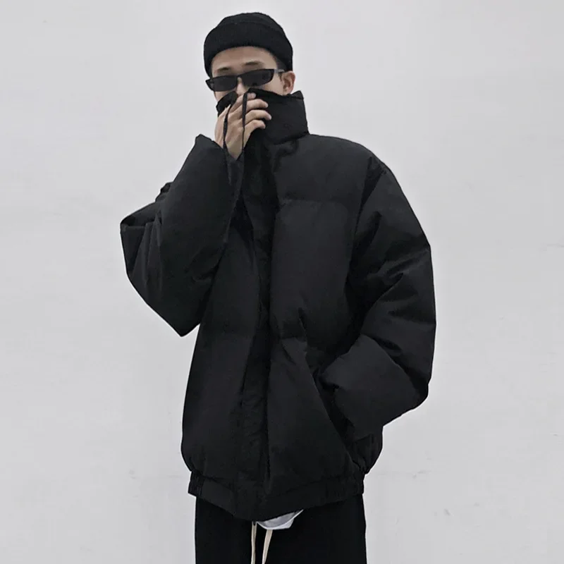 Winter Thickened Coat Solid Color Stand-up Collar Cotton Jacket Loose Fashion Casual Cotton Jacket Bread Clothing Men Clothing