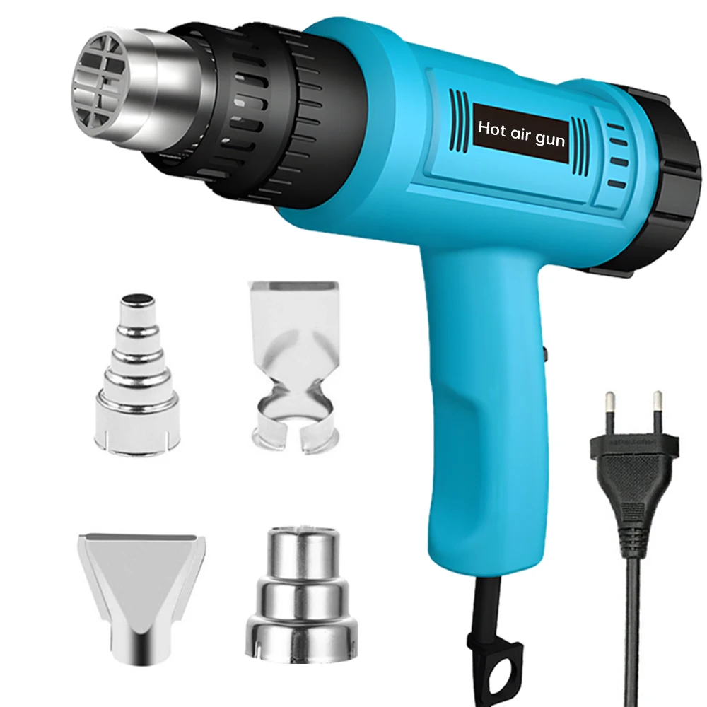 2000W Heat Gun Professional Hot Air Gun Adjustable Temperature 4 Nozzles for DIY Stripping Paint Shrinking PVC and Home