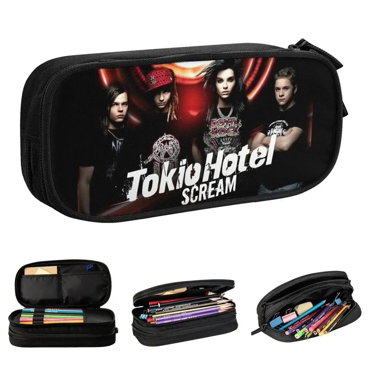 Tokio Hotel Pencil Case New Pen Holder Bag Kids Big Capacity Office Zipper Pencilcases