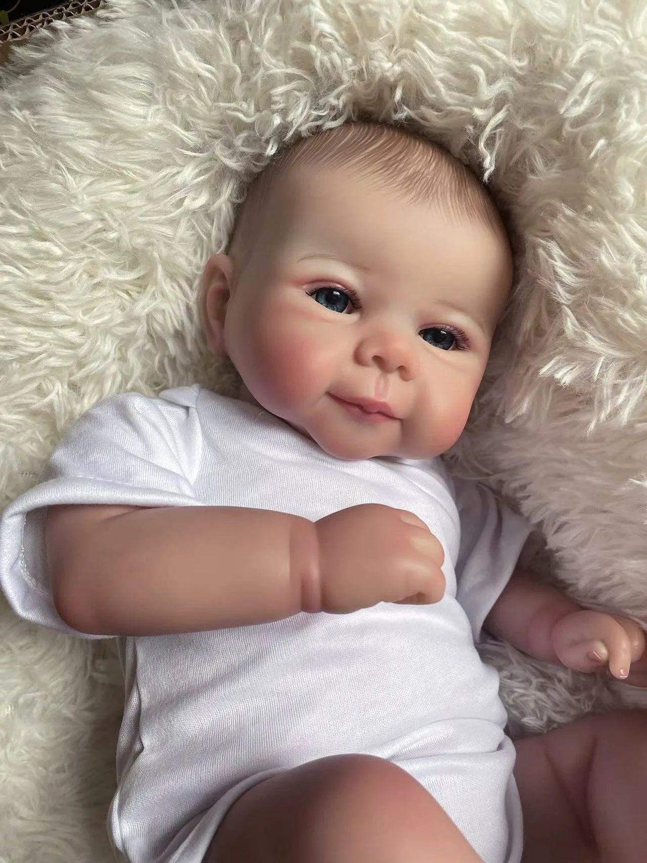 ﻿ Cuerpo de tela suave Juliette, muñeca bebé Reborn realista de 19 pulgadas, cara dulce, piel 3D Real, múltiples capas con pelo pintado a mano