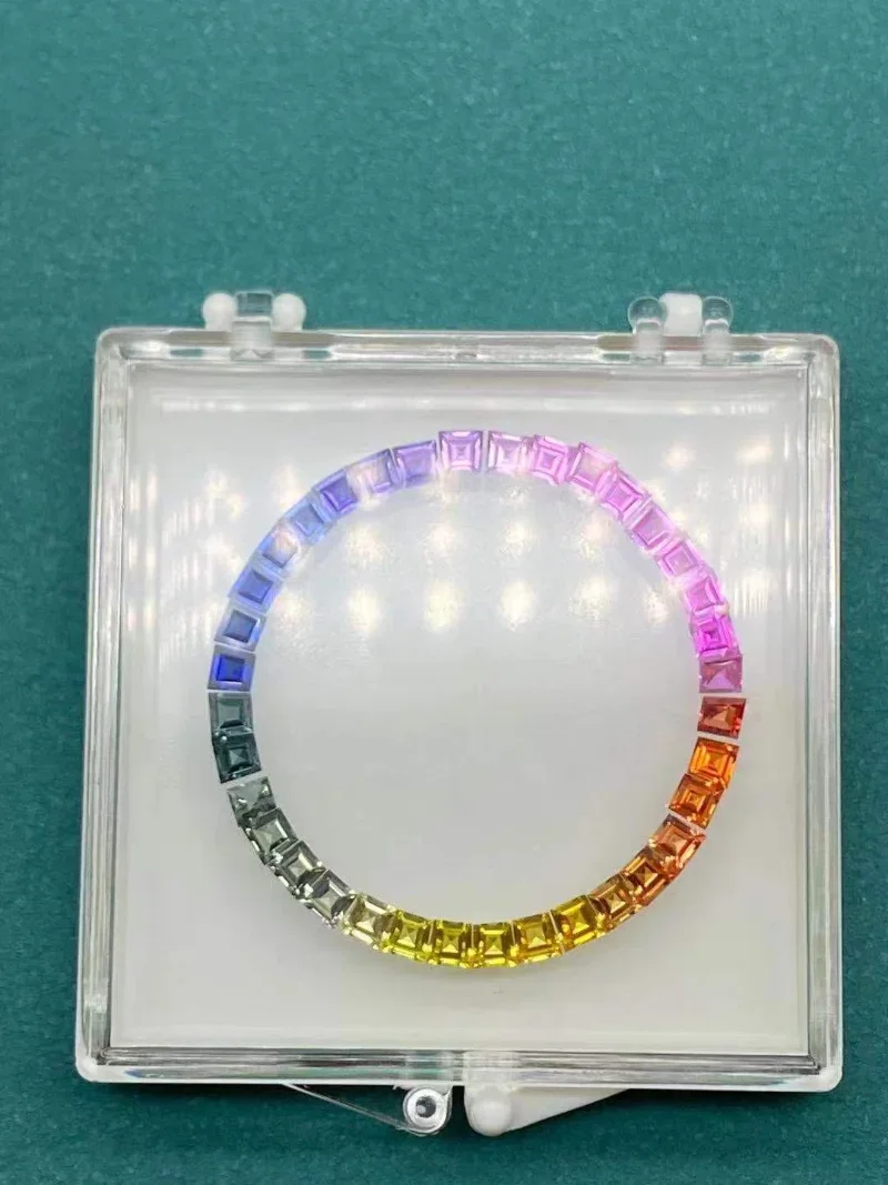 Pirmiana Hot Sale 36pcs/set Gradient Rainbow Created Sapphire Gemstones for 40mm  Watch Bezel Making