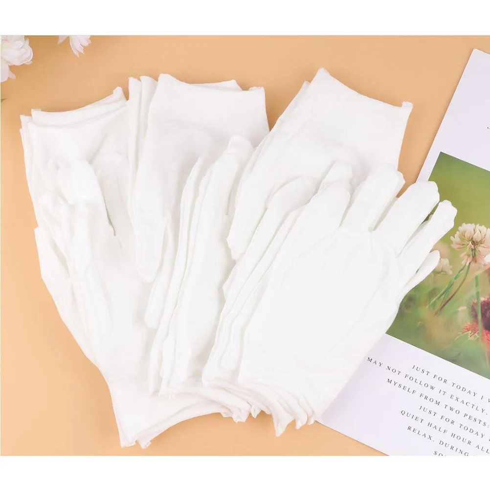 

10Pairs Cotton Gloves Xl White Breathable Comfortable Workwear Gloves for Construction Cleaning Jewelry Inspection Etiquette