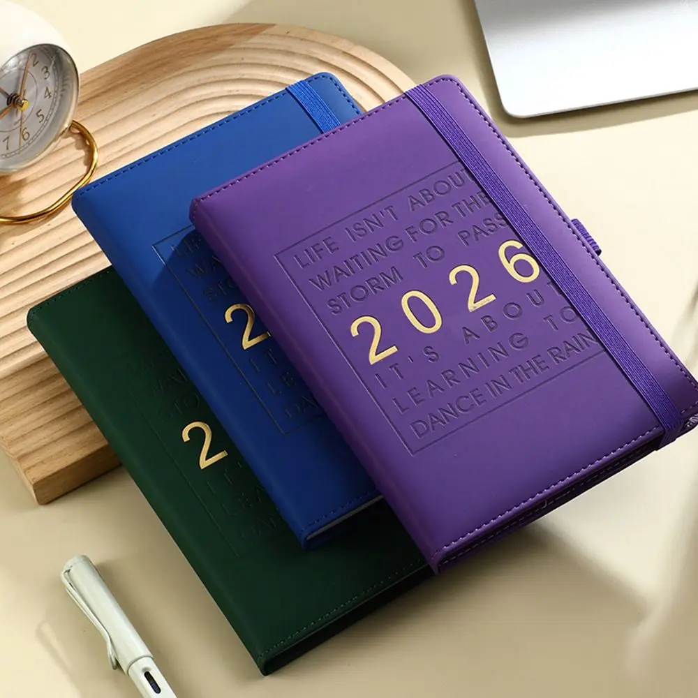 English 2026 Schedule Planner Notepad Wear-resistant 12 Months 365 Days Efficiency Notebook Bookmark Simple Diary Writing Pads