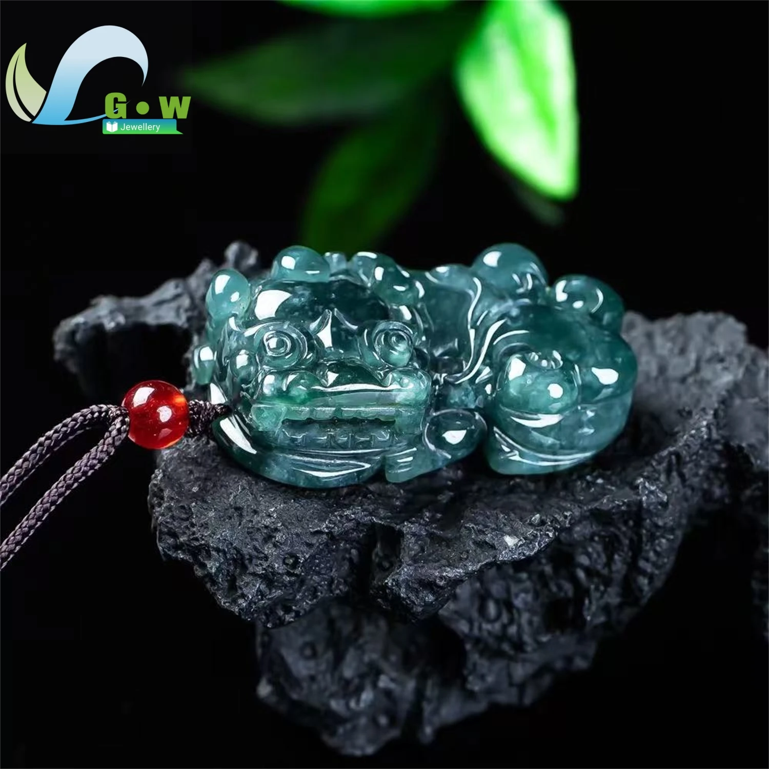 Natural A Grade Jadeite Blue Water Overlord Pixiu Pendant Wealth Attracting Exquisite Hanging Ornament Unisex Jewelry Gift