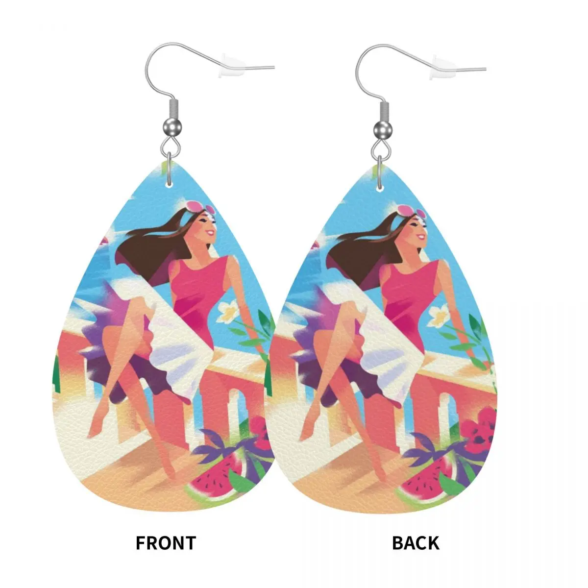 Custom E-Escadas Leather Teardrop Earrings for Women Leather Earrings Fashion Lightweight for Parties Holidays