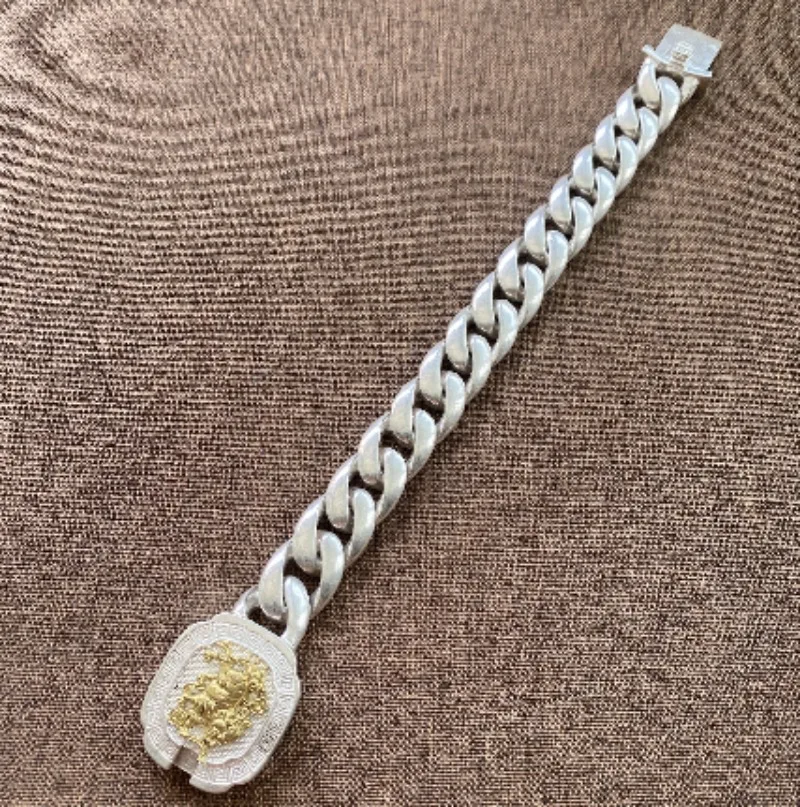 Weißkupferfarbenes zweifarbiges Armband mit Glücksverheißendem Tiermotiv, Retro-Silberfarbener Armreif, Unisex Streetwear Schmuck