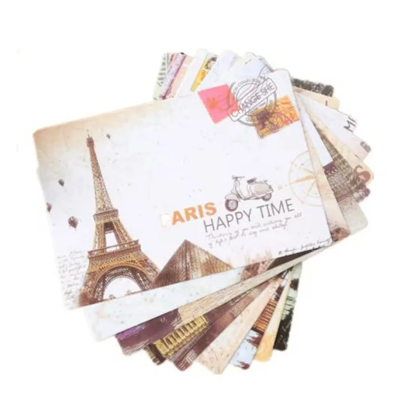 9 Blatt/Lot Retro-Postkarte im INS-Stil, Vintage-Grußkarte, Geschenk-Wunschkarte, berühmte Architektur-Postkarte in Paris und London