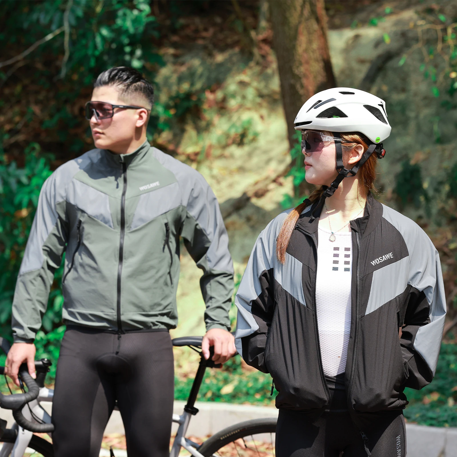 WOSAWE Full Reflective Cycling Jacket Men Women Windproof Night Running Hiking Jacket Water-repellent Bicycle Windbreaker