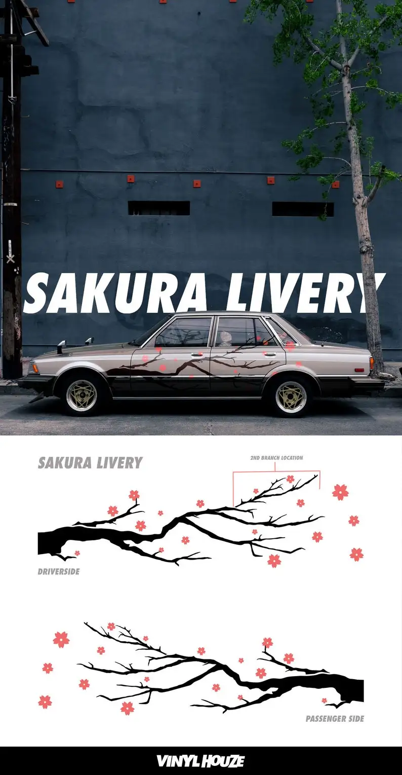 Sakura Large Die-cut Livery Sticker Pack JDM Tuner Car Vinyl Drift Decal Sticker for Car Truck Window Laptop Die Cut