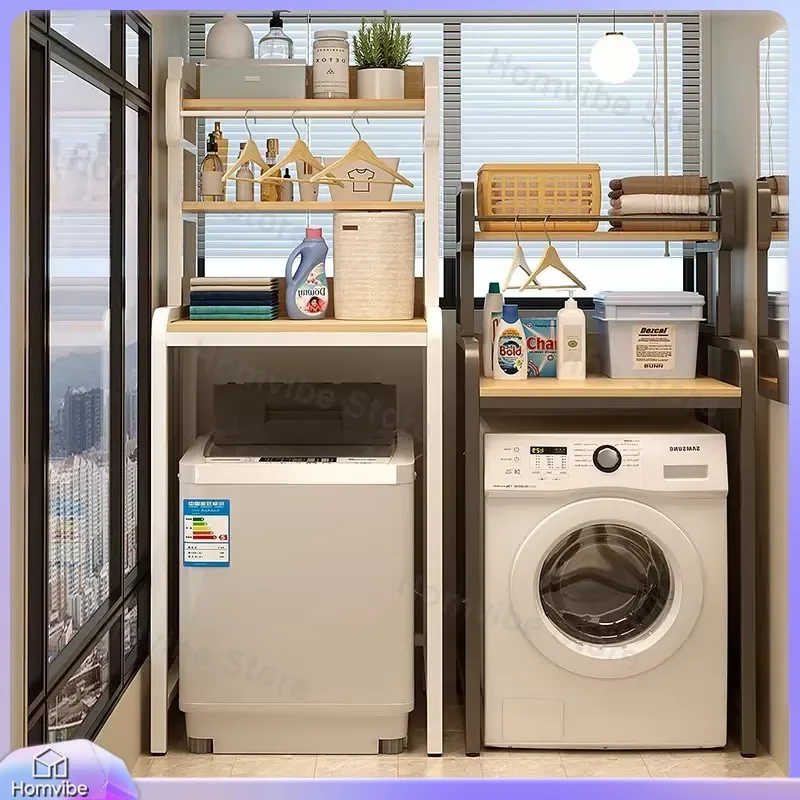 Floor to Ceiling Bathroom Storage Rack Over Toilet Shelf Washing Organizer Roller Stand Balcony Space Saver Furniture