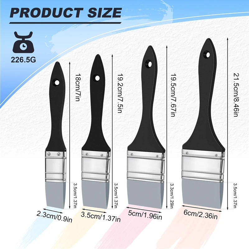 Conjunto de pincel de silicone, 1 pol, 1,5 pol, 2 pol, 2,5 pol, 4 PCs